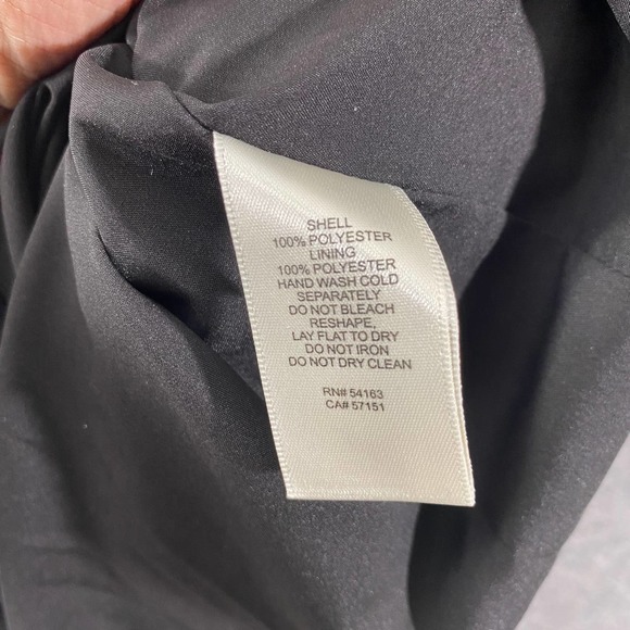 Eliza J Maxi Dress 6 Black Long Puff Sleeve Faux Wrap Studded Chiffon V-Neck - Picture 12 of 14